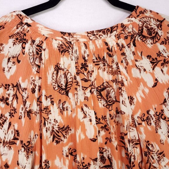 Frye Peasant Blouse Womens Size Large Boho Floral Balloon Sleeve Button Up Top - Picture 11 of 13